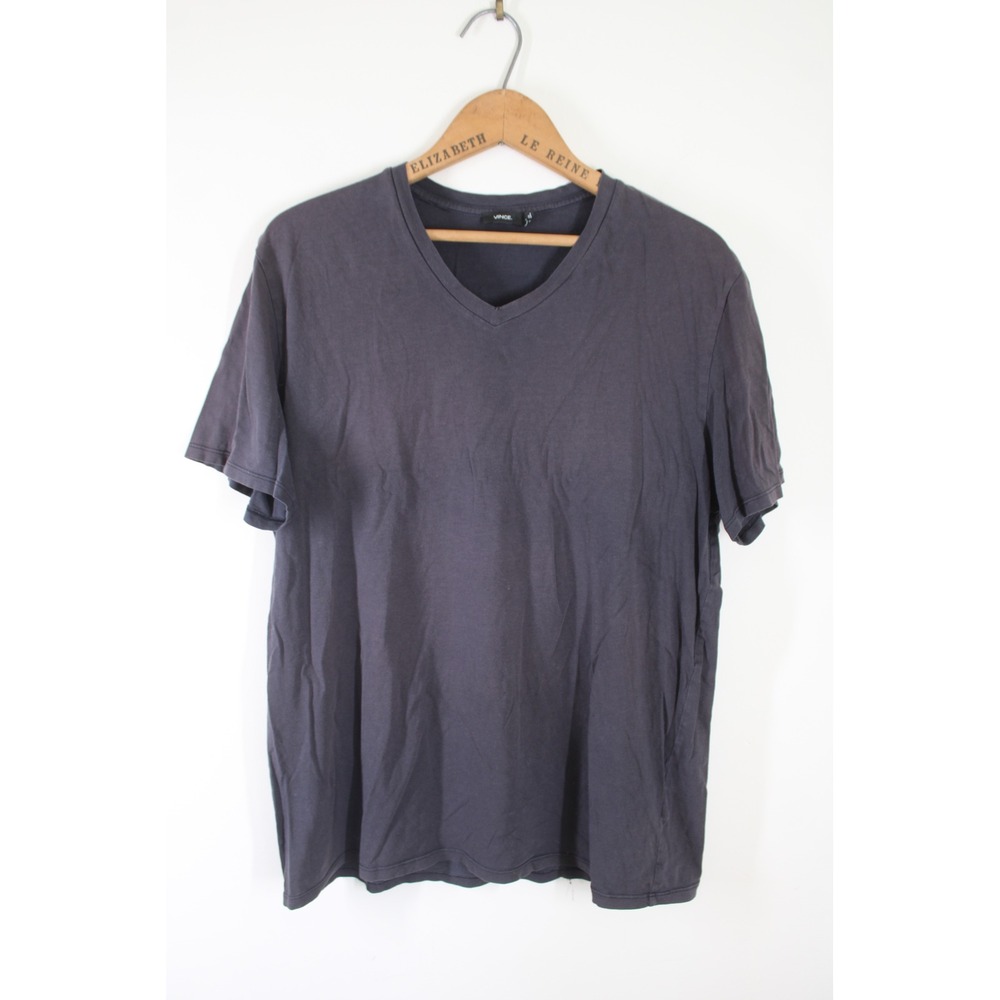 Vince L Dark Gray V-Neck T-Shirt Short Sleeve Pima Cotton MR777-9033